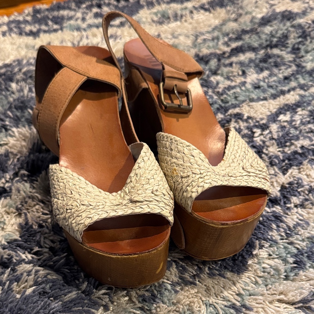 MIA Tan and Cream Platform Sandals